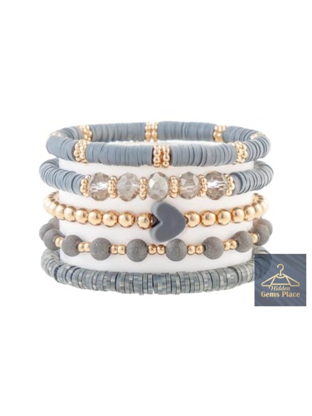 Heishi Polymer Clay Stretch Bracelets Layering Set Boho Beach Jewelry